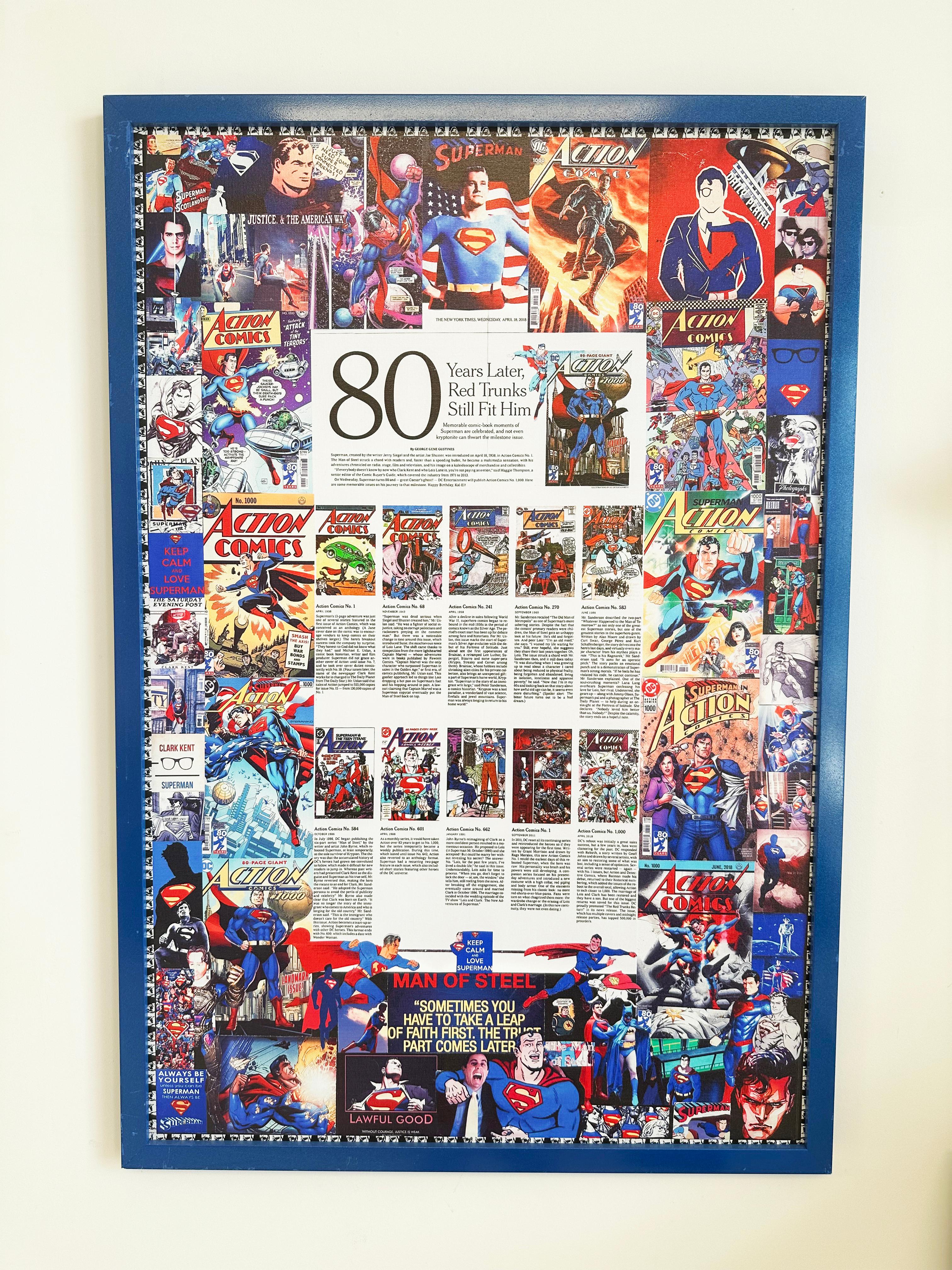 Colorful Collage Print 'Superman's 80th Birthday' by DJ Leon For Sale 1