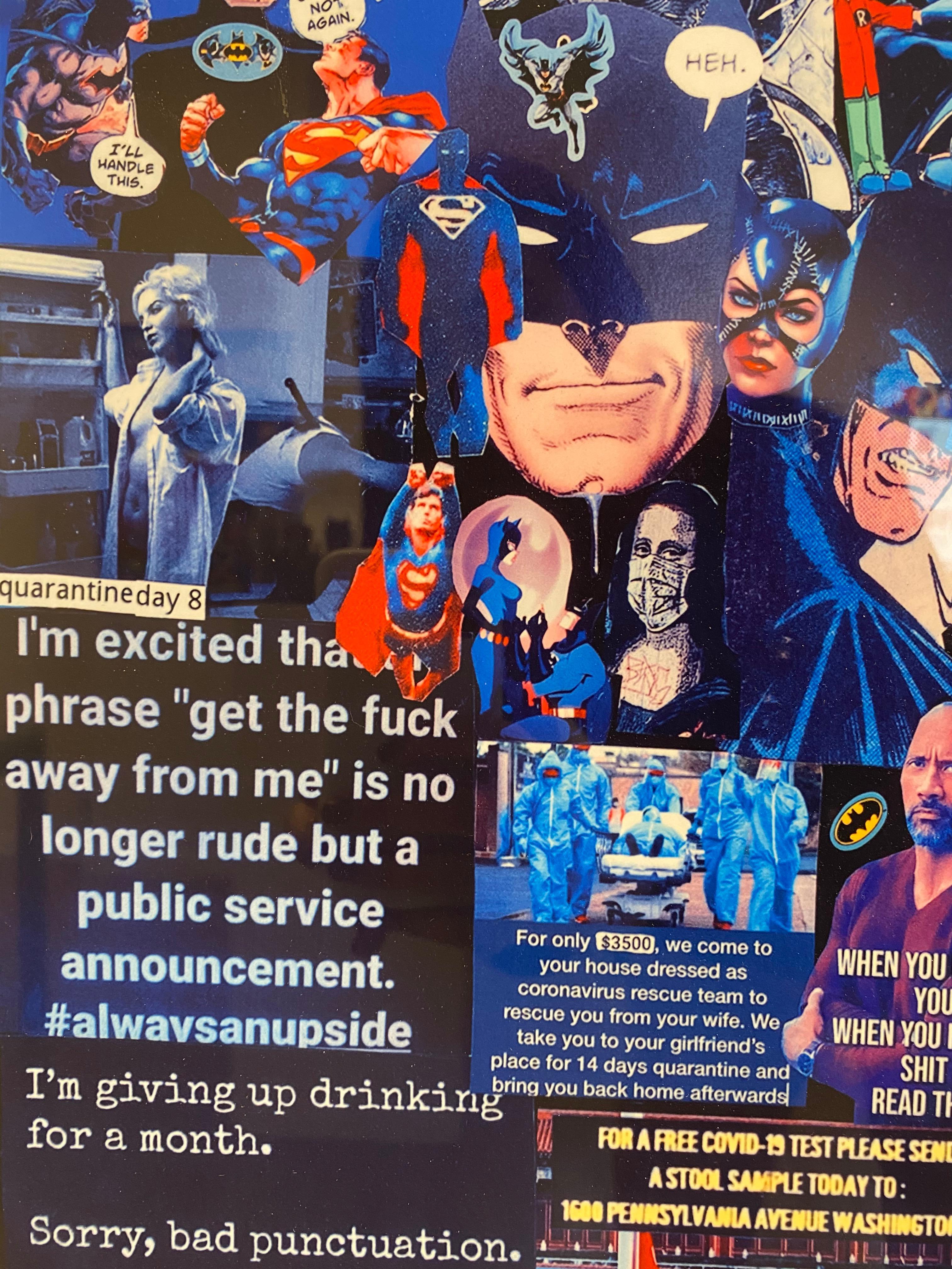 Superman, Batman, Coronavirus di DJ Leon, stampa a sublimazione in vendita 4