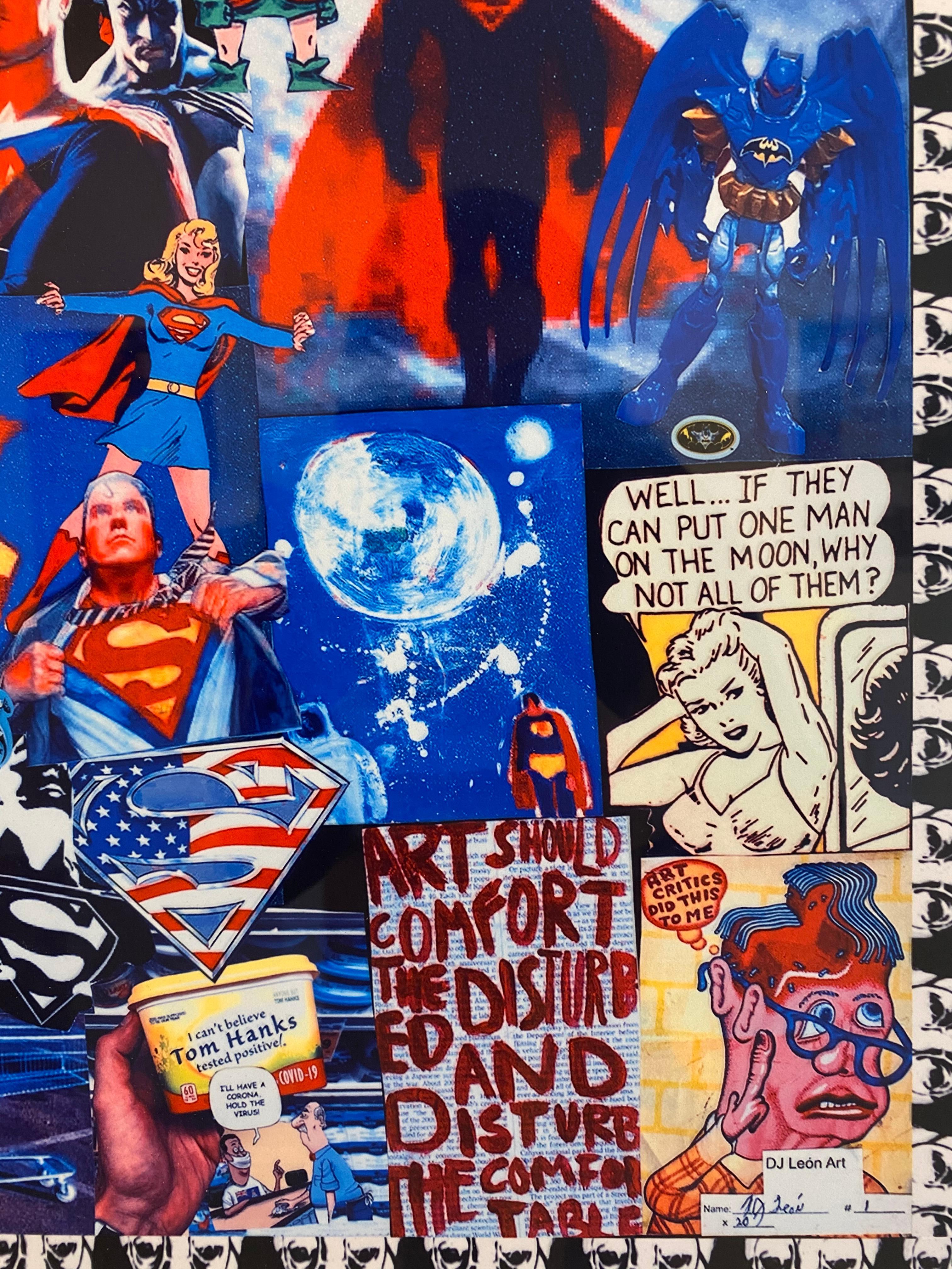 Superman, Batman, Coronavirus by DJ Leon, Dye Sublimation Print  For Sale 2