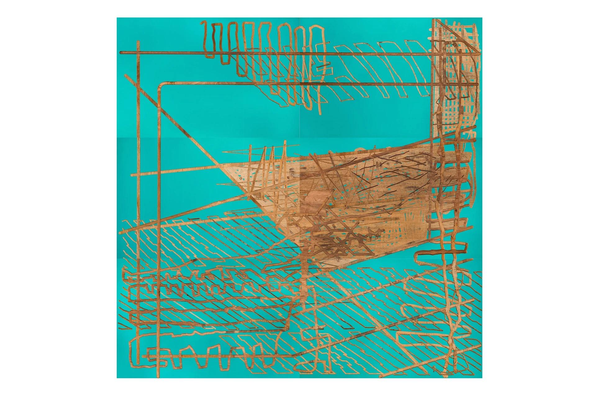 DJ Simpson, Herr Nature (Aqua), 1999

Alkydfarbe auf Sperrholz

Sechs Tafeln 103 x 154 cm (40,55 x 60,63 Zoll)

Original-Kunstwerk