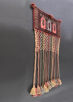 Djaler Wall Rug, Pure Wool Hand Knotted, Middle Eastern Vintage Pastel Tassels