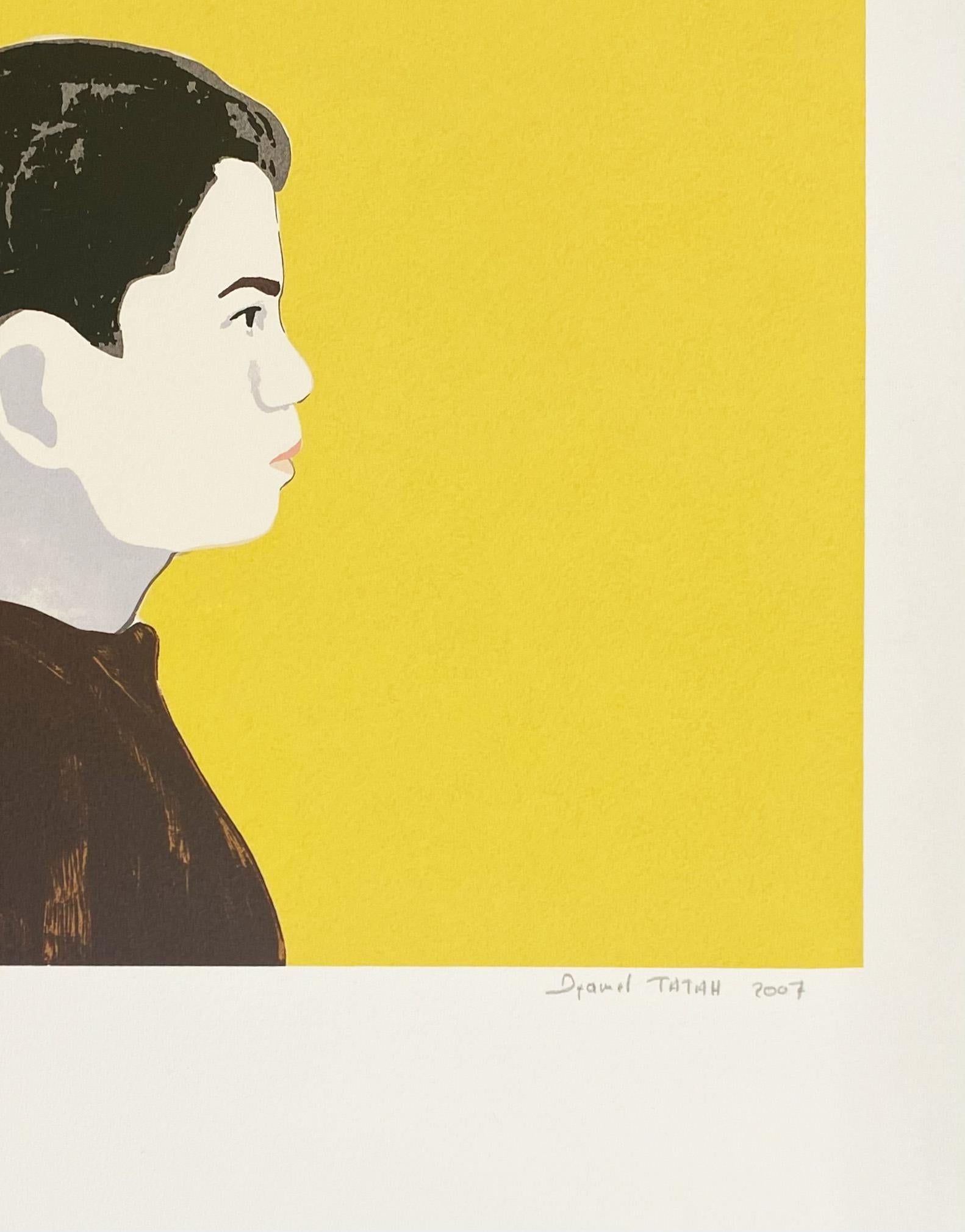 Djamel Tatah, Tête d'enfant, 2007 Silkscreen Print, signed and numbered, yellow For Sale 2