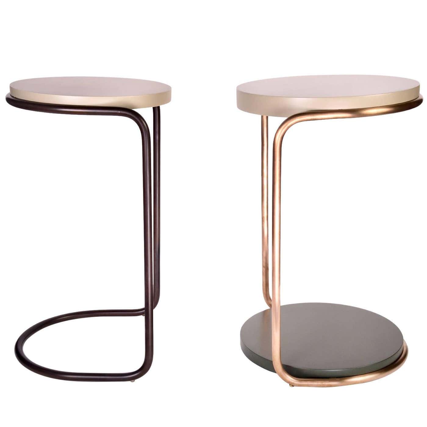Mid-Century Modern Style Side Table Bronze Patina Finish and Painted ...