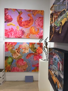 Time and Nature 141002 Peinture florale abstraite violette rose orange