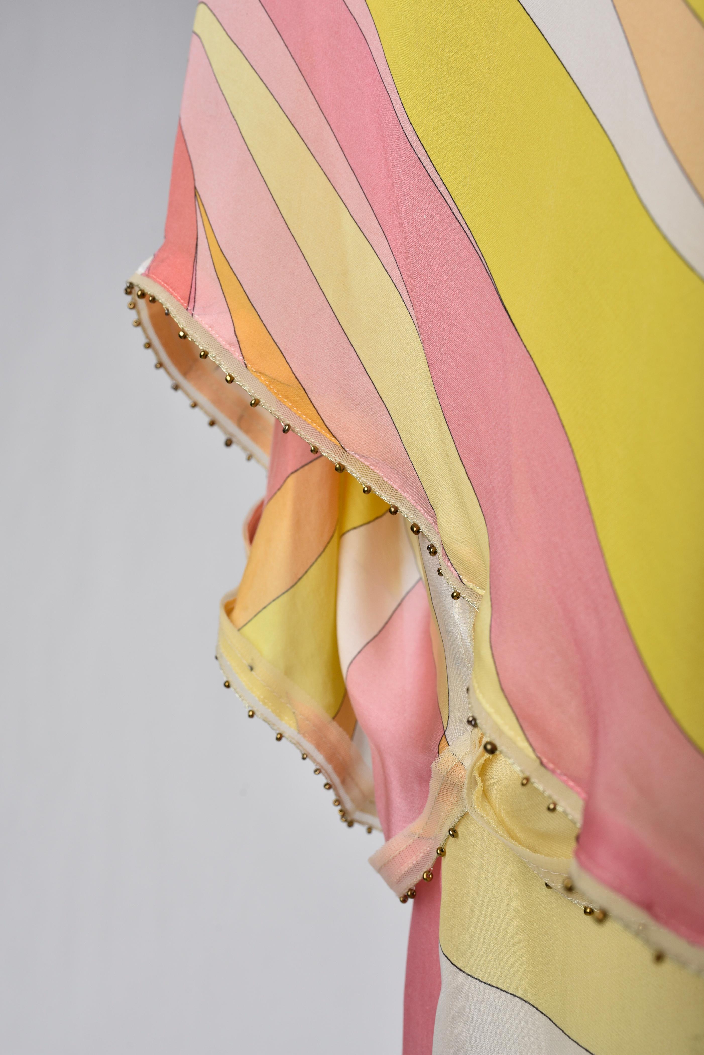 Djellaba dress by Emilio Pucci in printed silk chiffon Circa 2000 3