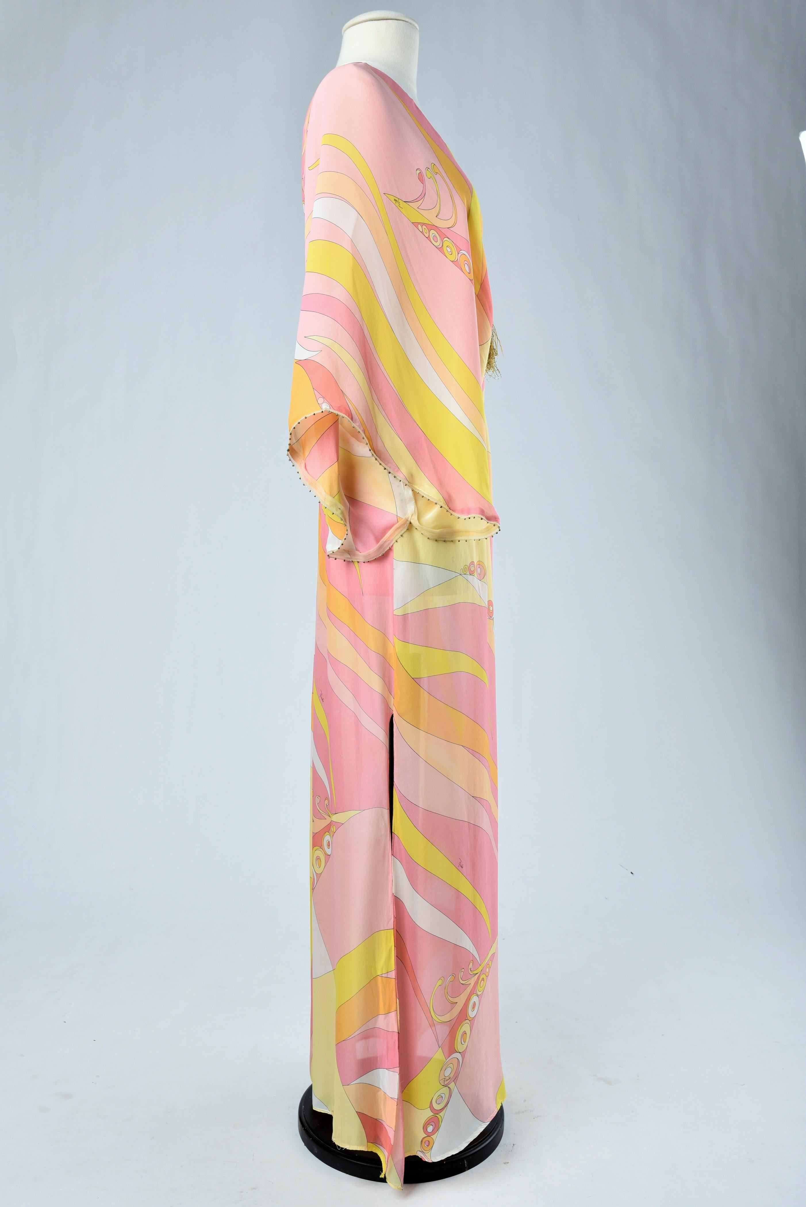 Djellaba dress by Emilio Pucci in printed silk chiffon Circa 2000 5