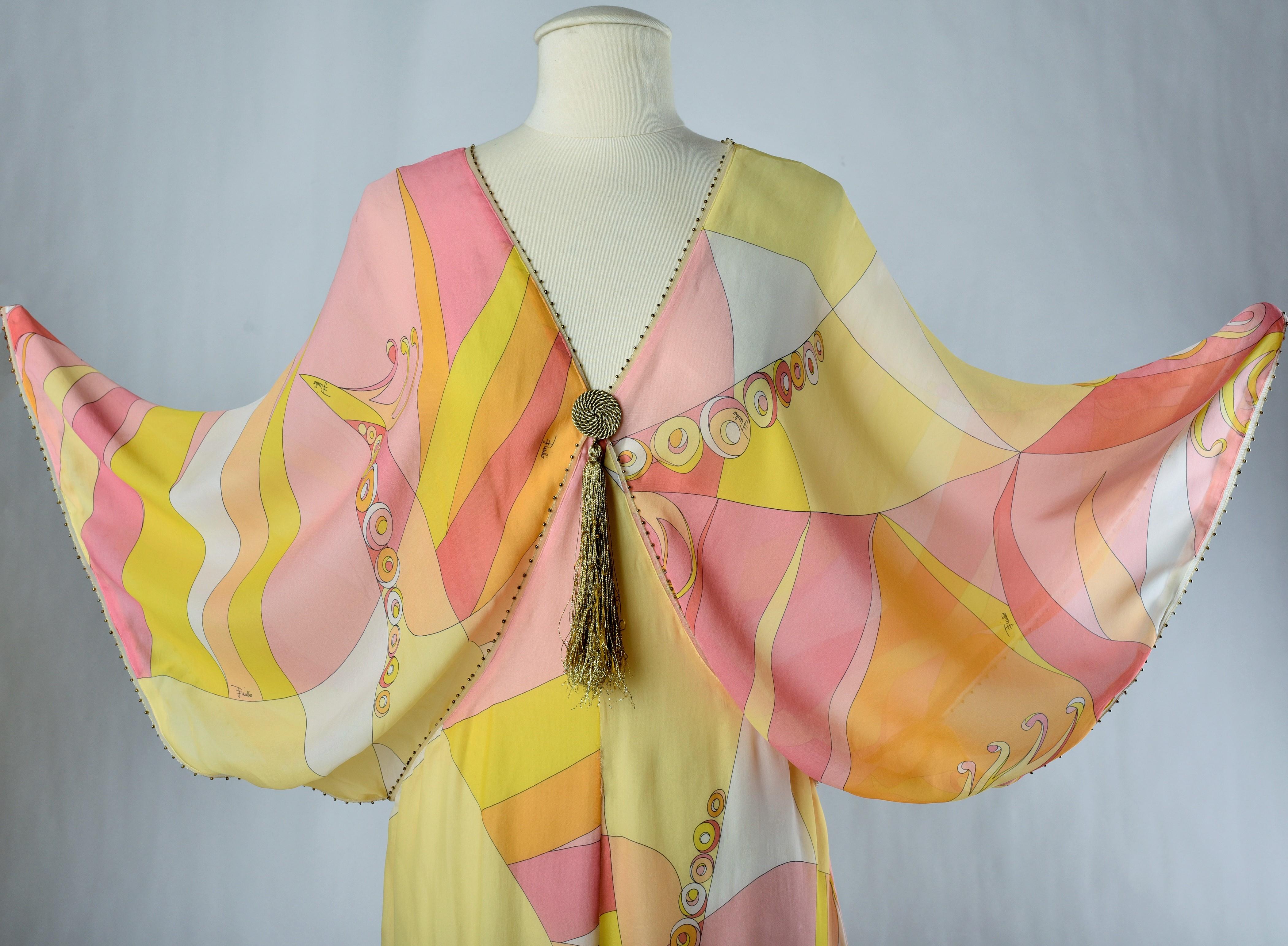 Djellaba dress by Emilio Pucci in printed silk chiffon Circa 2000 10