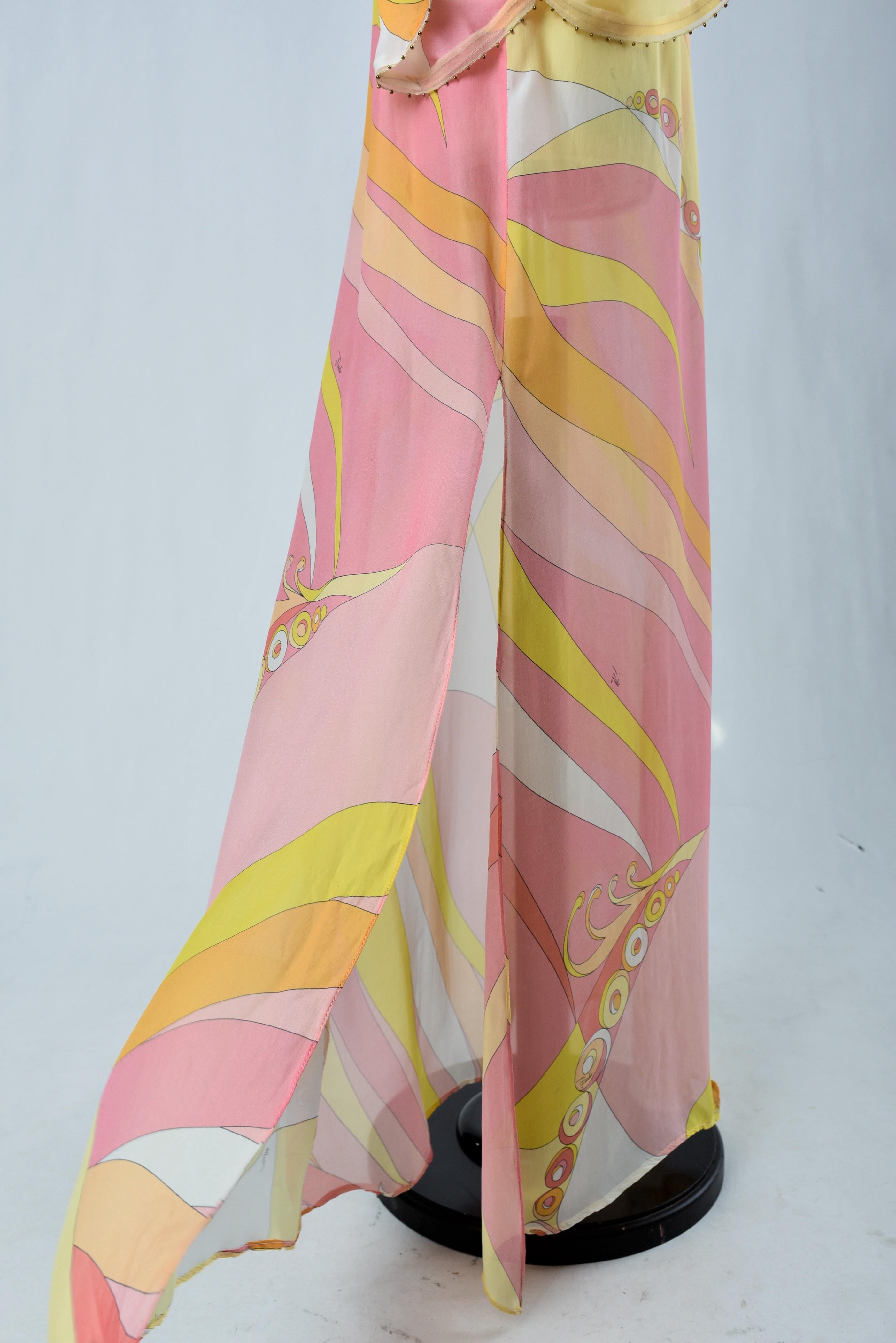 Djellaba dress by Emilio Pucci in printed silk chiffon Circa 2000 11