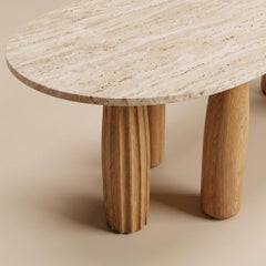 Gambe del tavolo da pranzo Djembe in Oak e piano in Travertino