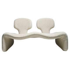 Djinn 2-seater sofa in creme bouclé by Olivier Mourgue for Airborne, 1970s