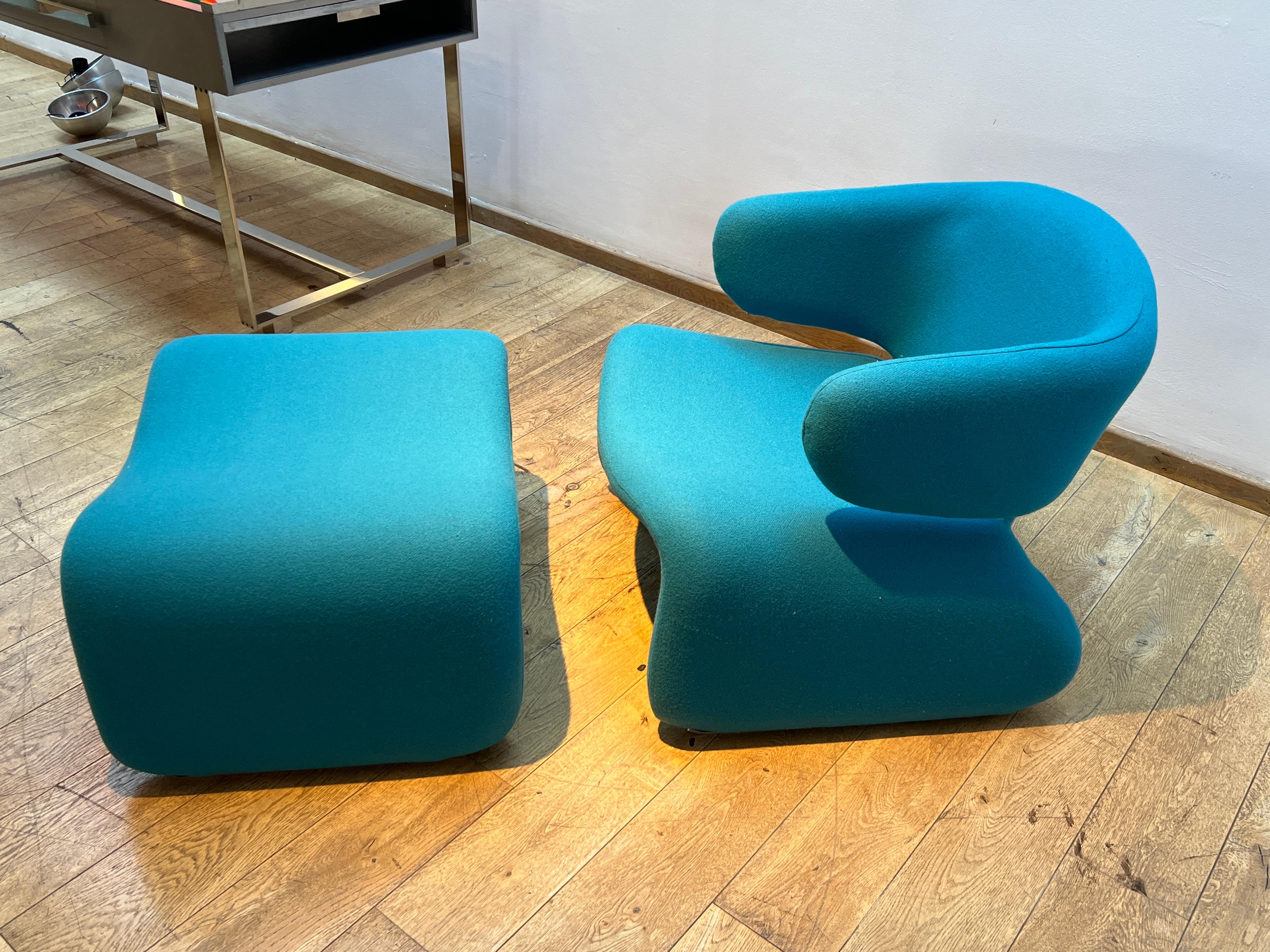 Mid-Century Modern 'Djinn Armchair and Footstool' by Olivier Mourgue, c. 1965 For Sale