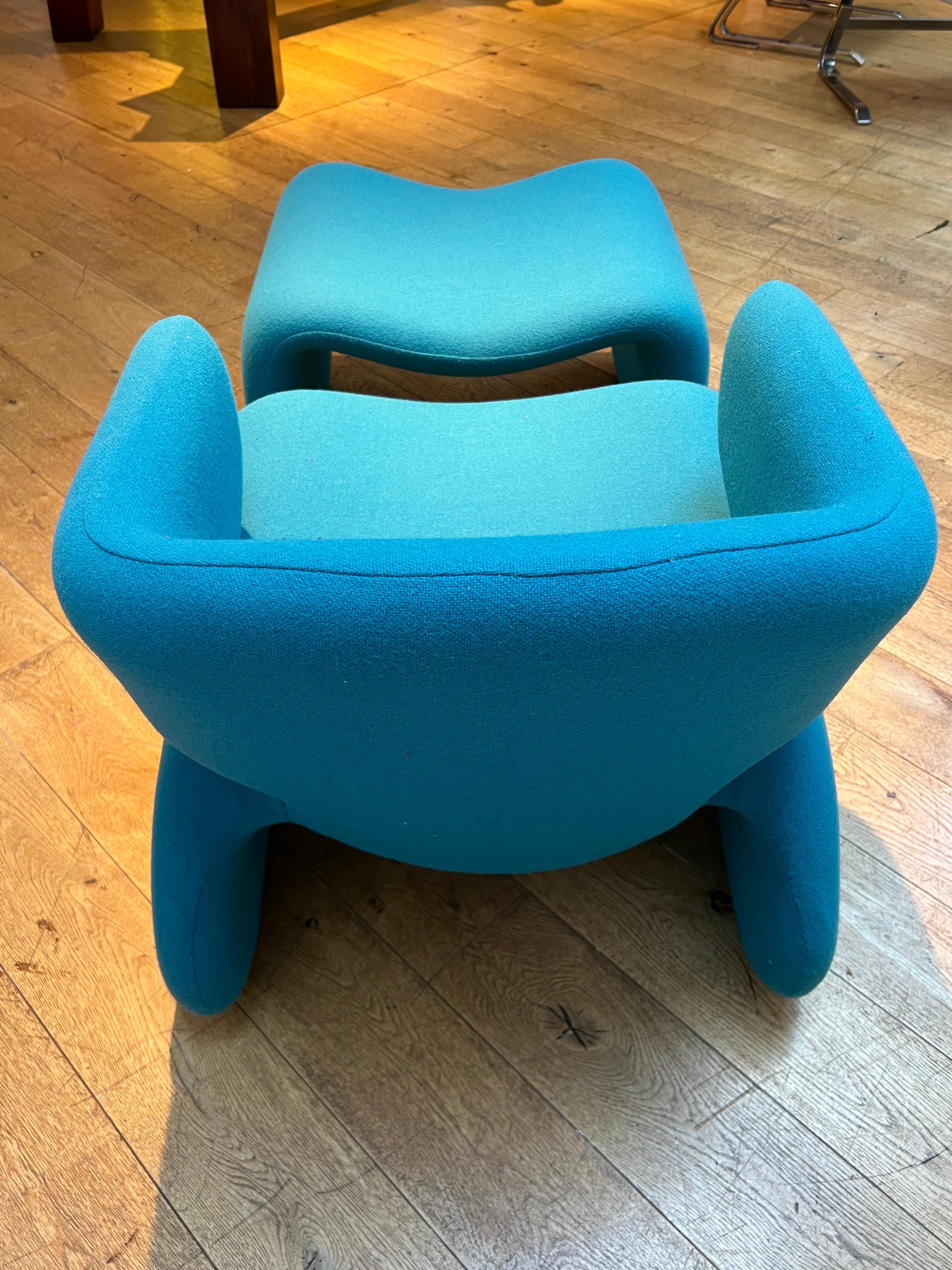 French 'Djinn Armchair and Footstool' by Olivier Mourgue, c. 1965 For Sale