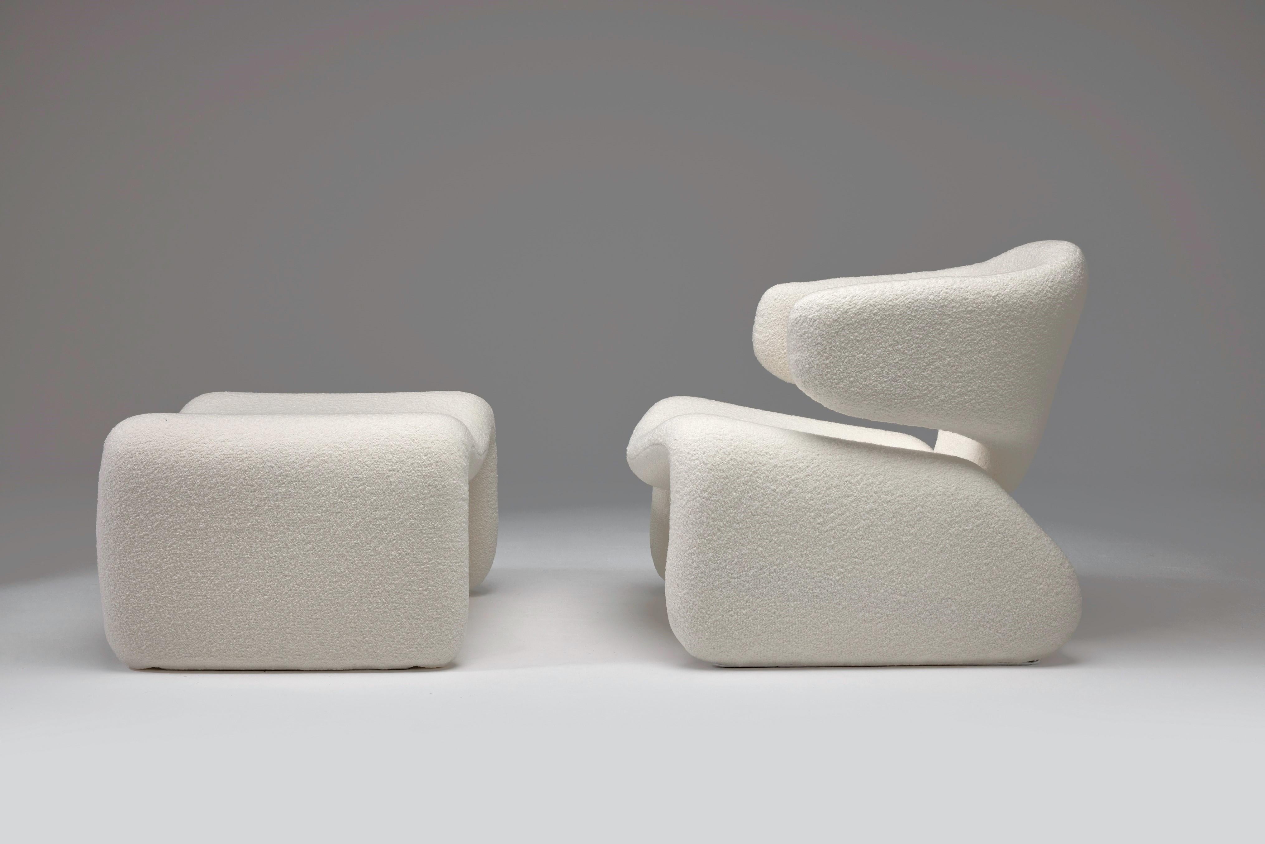 20th Century Djinn Armchair & Ottoman Attributed to Olivier Mourgue for Airborne, 1960s