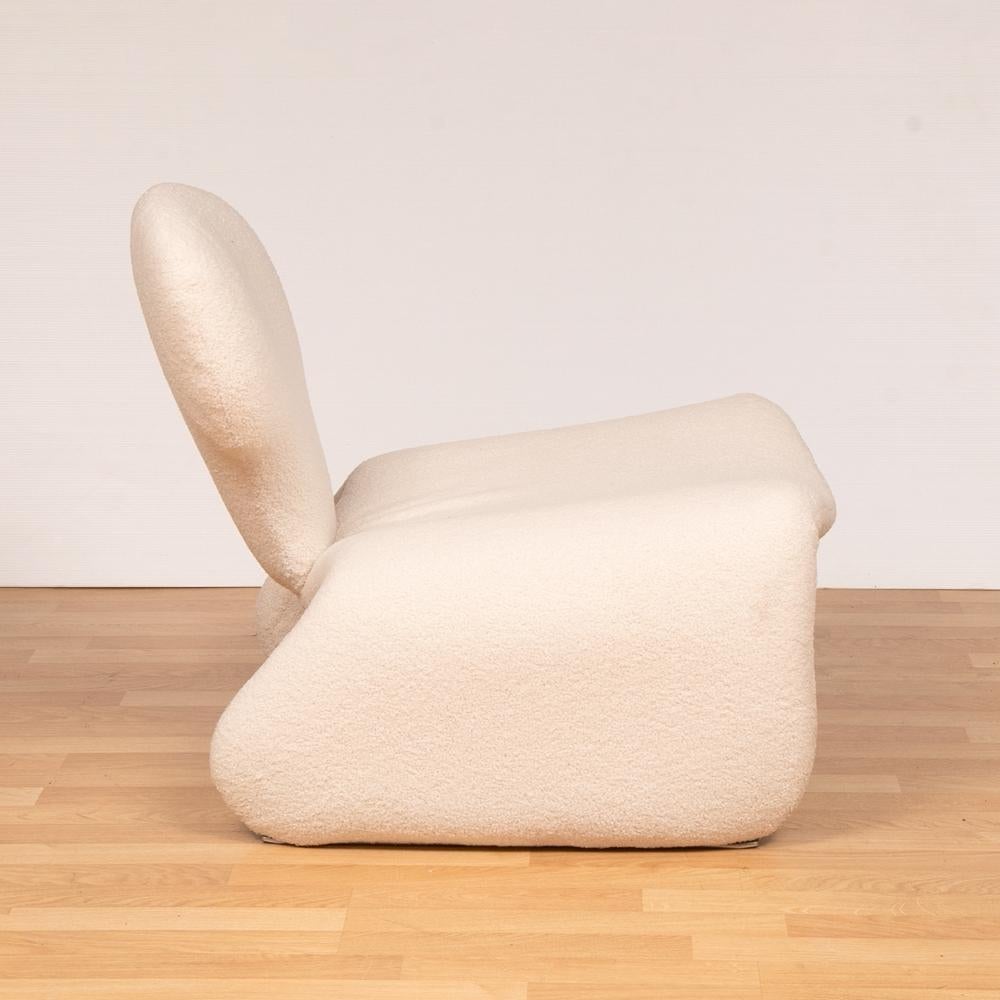 European Djinn Chair & Stool in Lambs Wool by Olivier Morgue For Sale