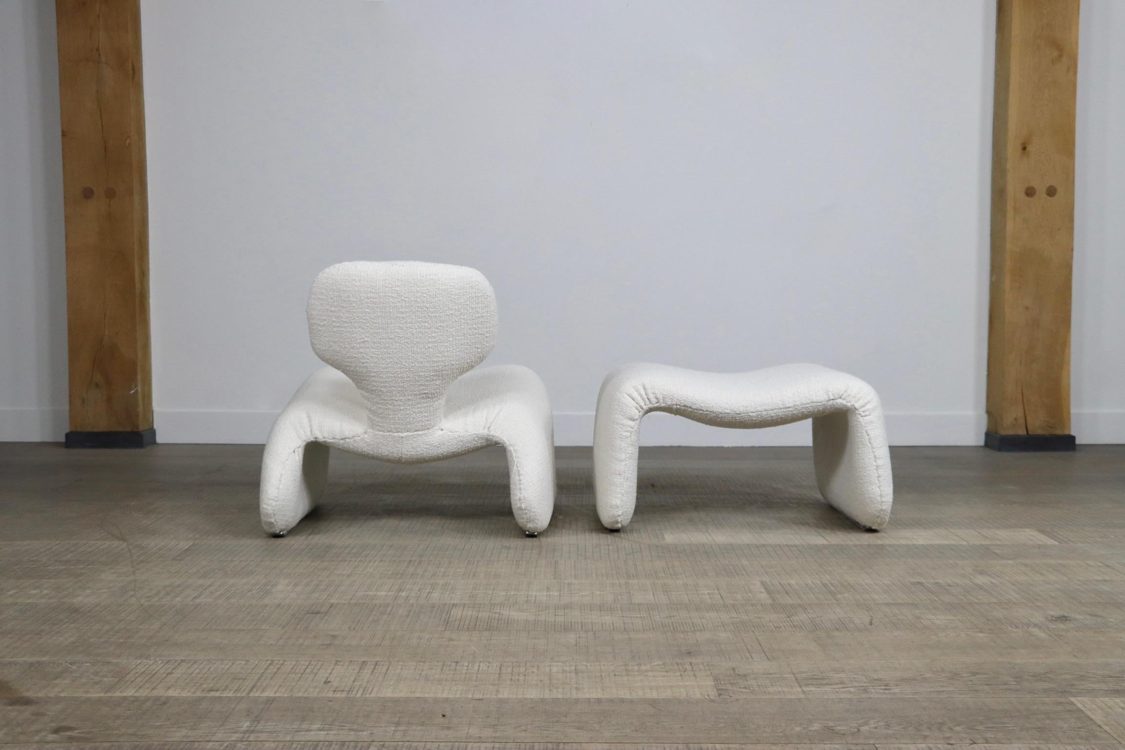 Djinn Chair with Ottoman in Bouclé by Olivier Morgue for Airborne, 1960s 7