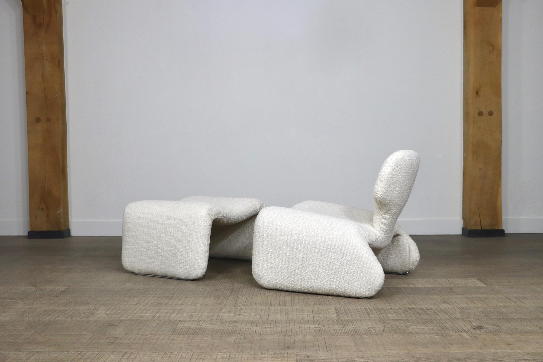 Djinn Chair with Ottoman in Bouclé by Olivier Morgue for Airborne, 1960s 8