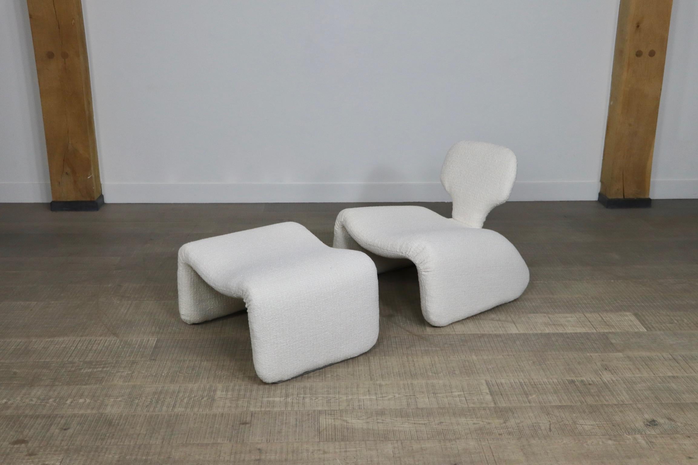 Djinn Chair with Ottoman in Bouclé by Olivier Morgue for Airborne, 1960s 9