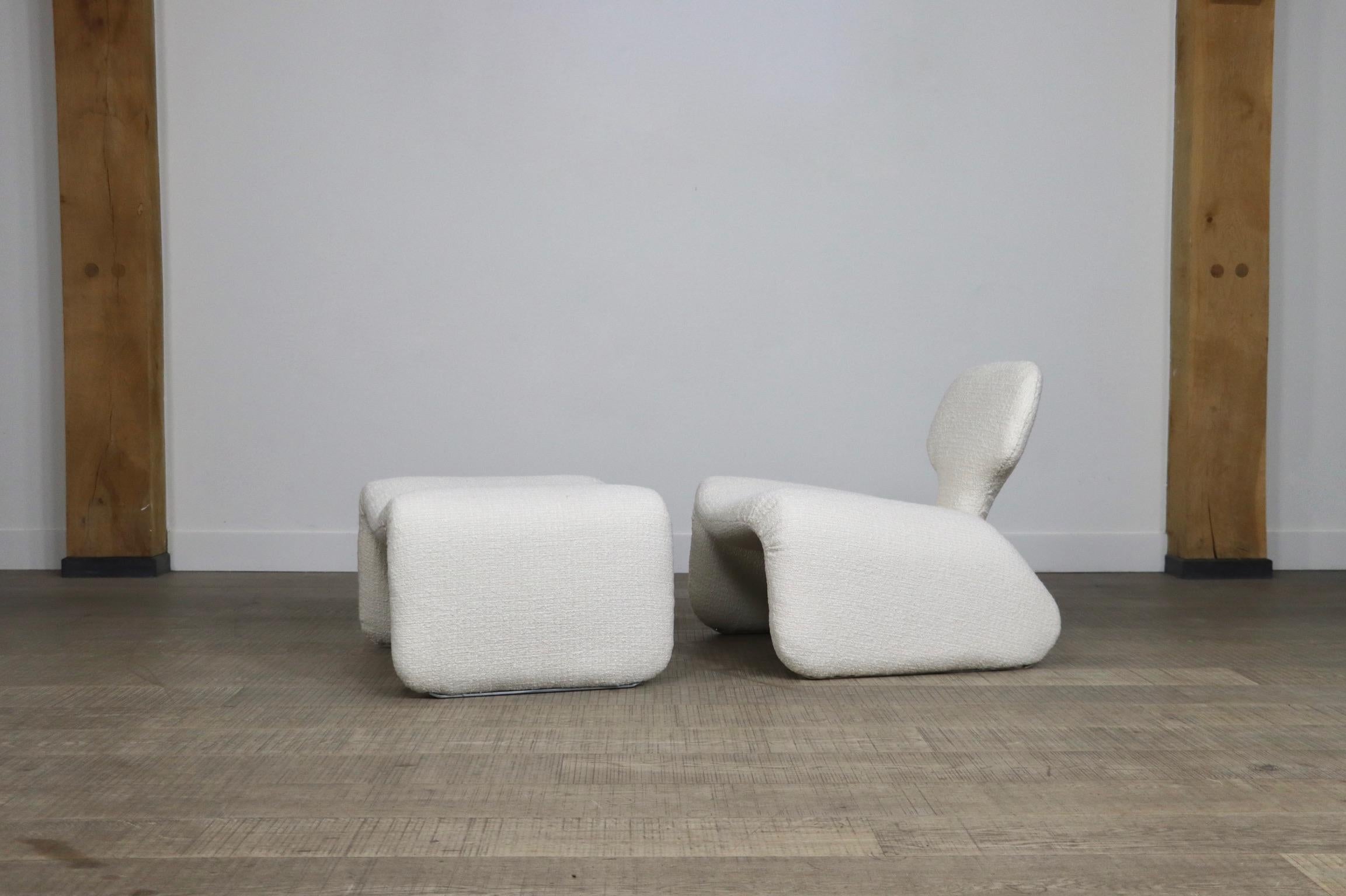 Djinn Chair with Ottoman in Bouclé by Olivier Morgue for Airborne, 1960s 10