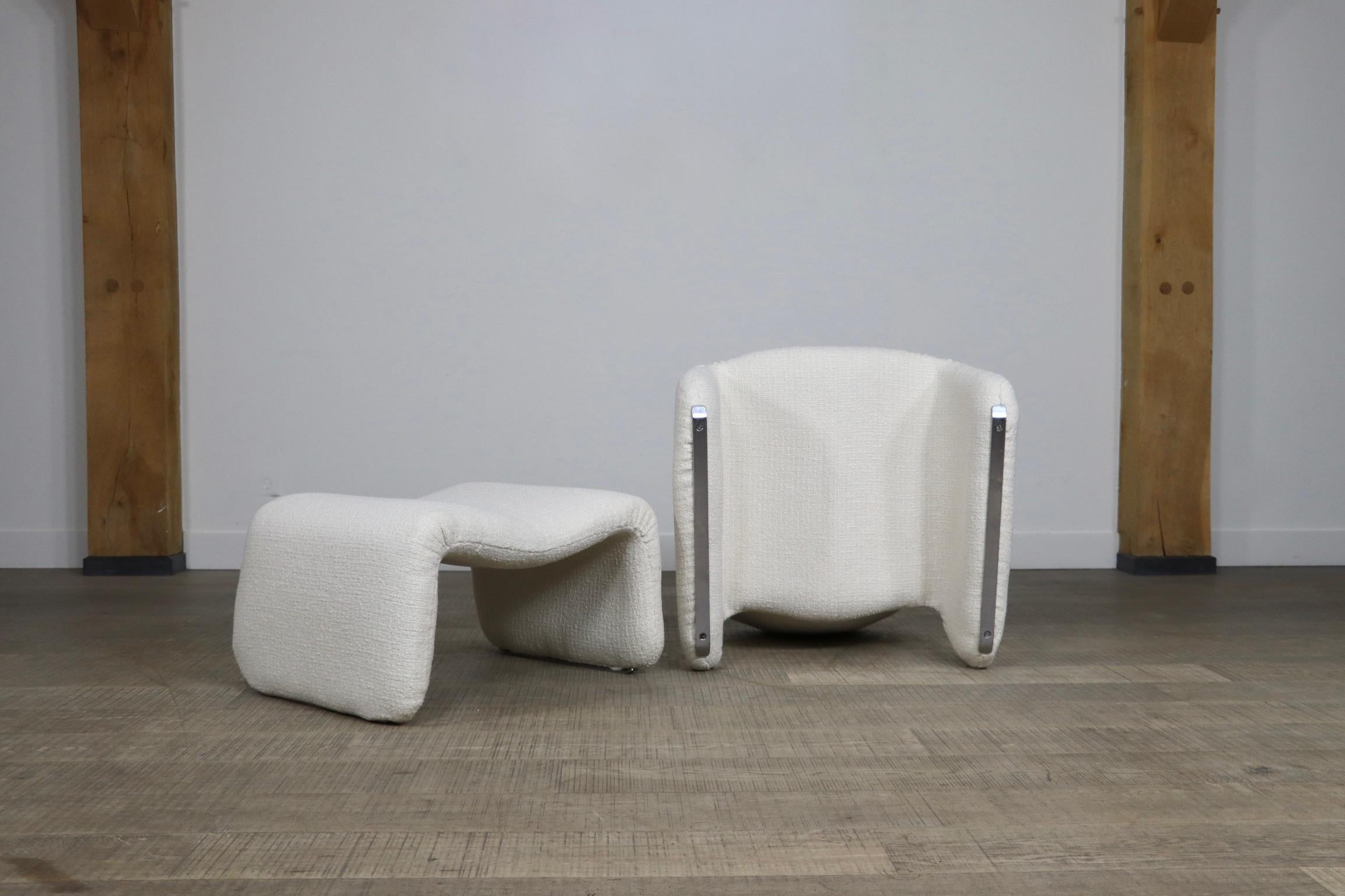 Djinn Chair with Ottoman in Bouclé by Olivier Morgue for Airborne, 1960s 11