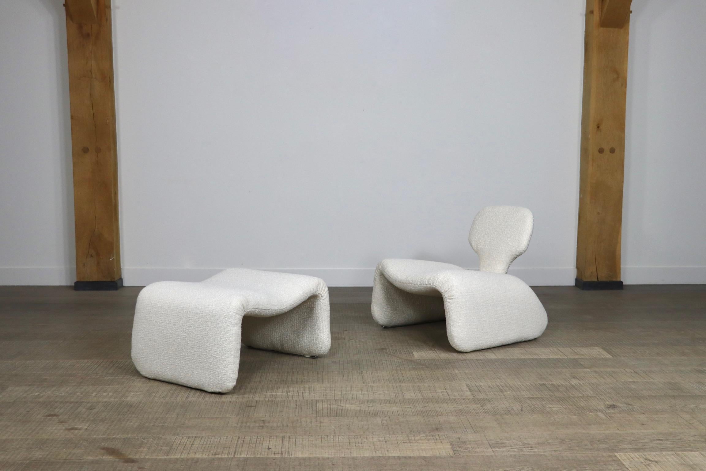 Djinn Chair with Ottoman in Bouclé by Olivier Morgue for Airborne, 1960s 13