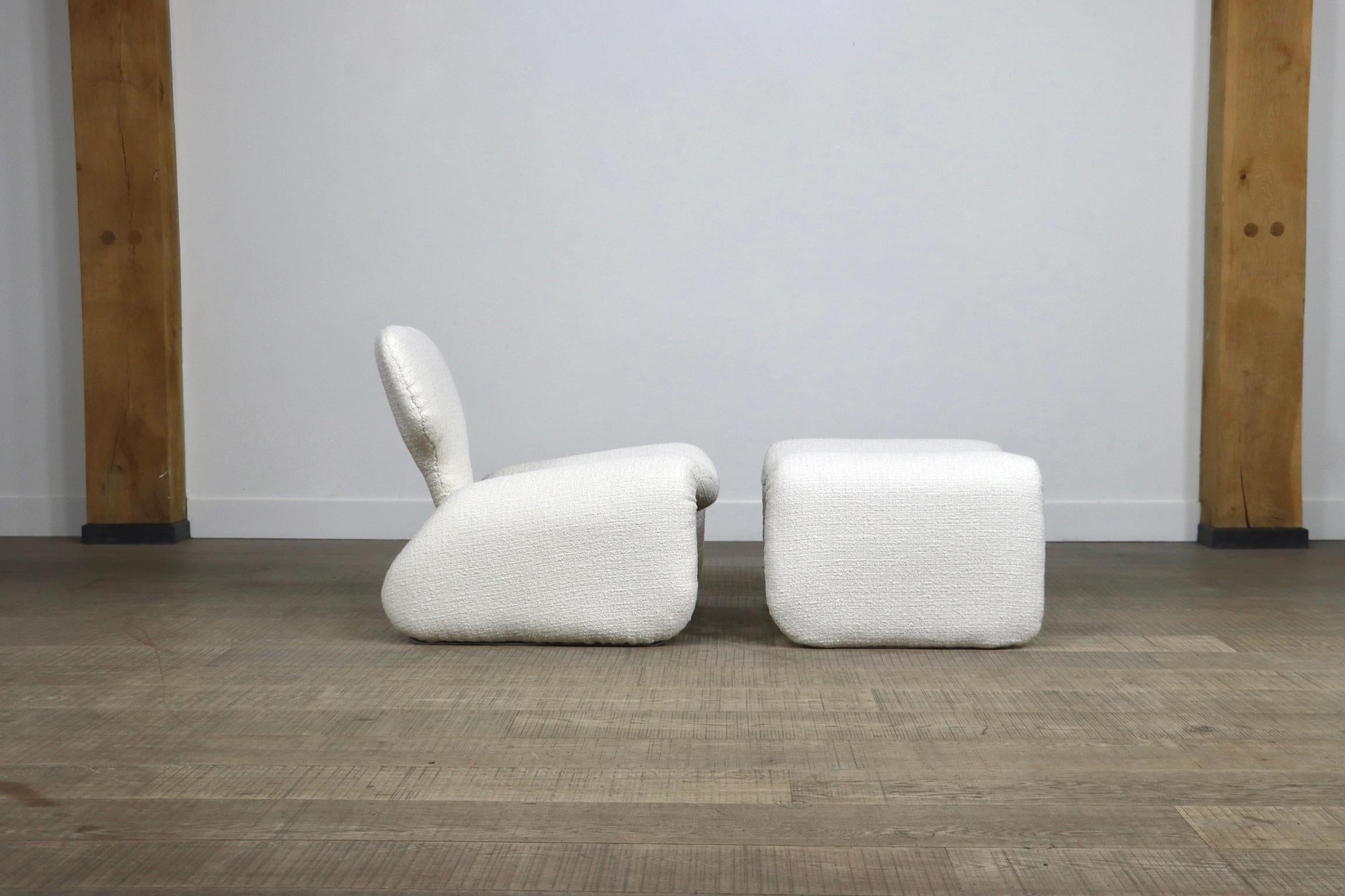 Djinn Chair with Ottoman in Bouclé by Olivier Morgue for Airborne, 1960s 3