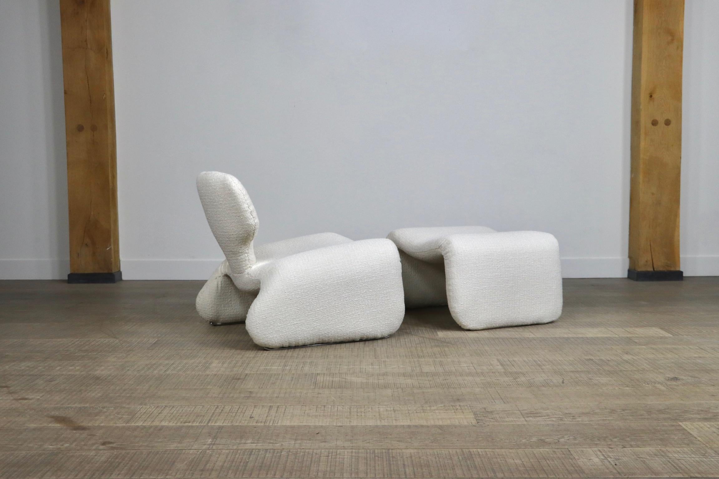 Djinn Chair with Ottoman in Bouclé by Olivier Morgue for Airborne, 1960s 5