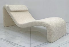 Djinn Chaise Lounge in Ivory Boucle by Olivier Mourgue, Airborne, France 1960’s