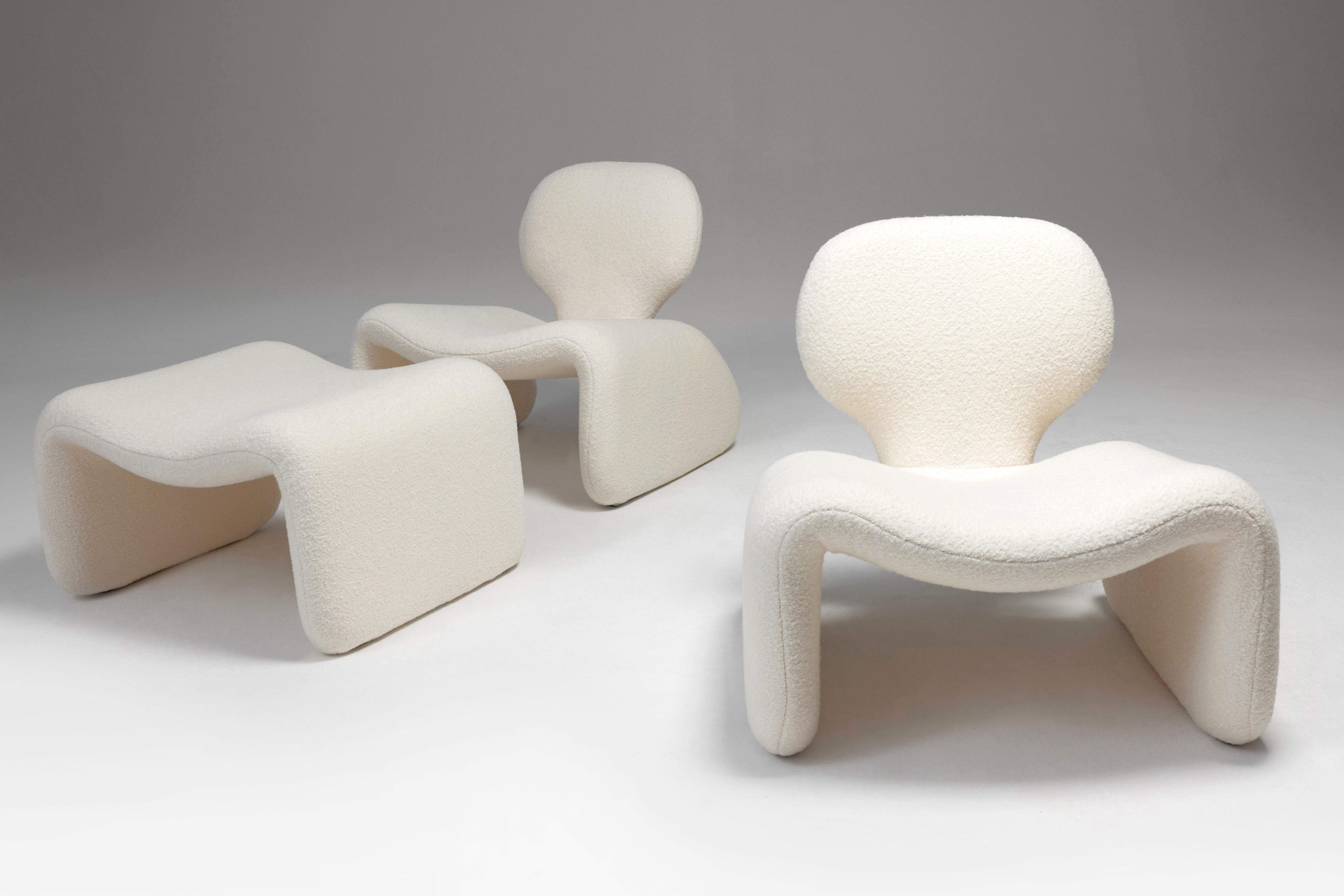 Mid-20th Century ‘Djinn’ Easy Chairs and Ottoman by Olivier Mourgue for Airborne For Sale