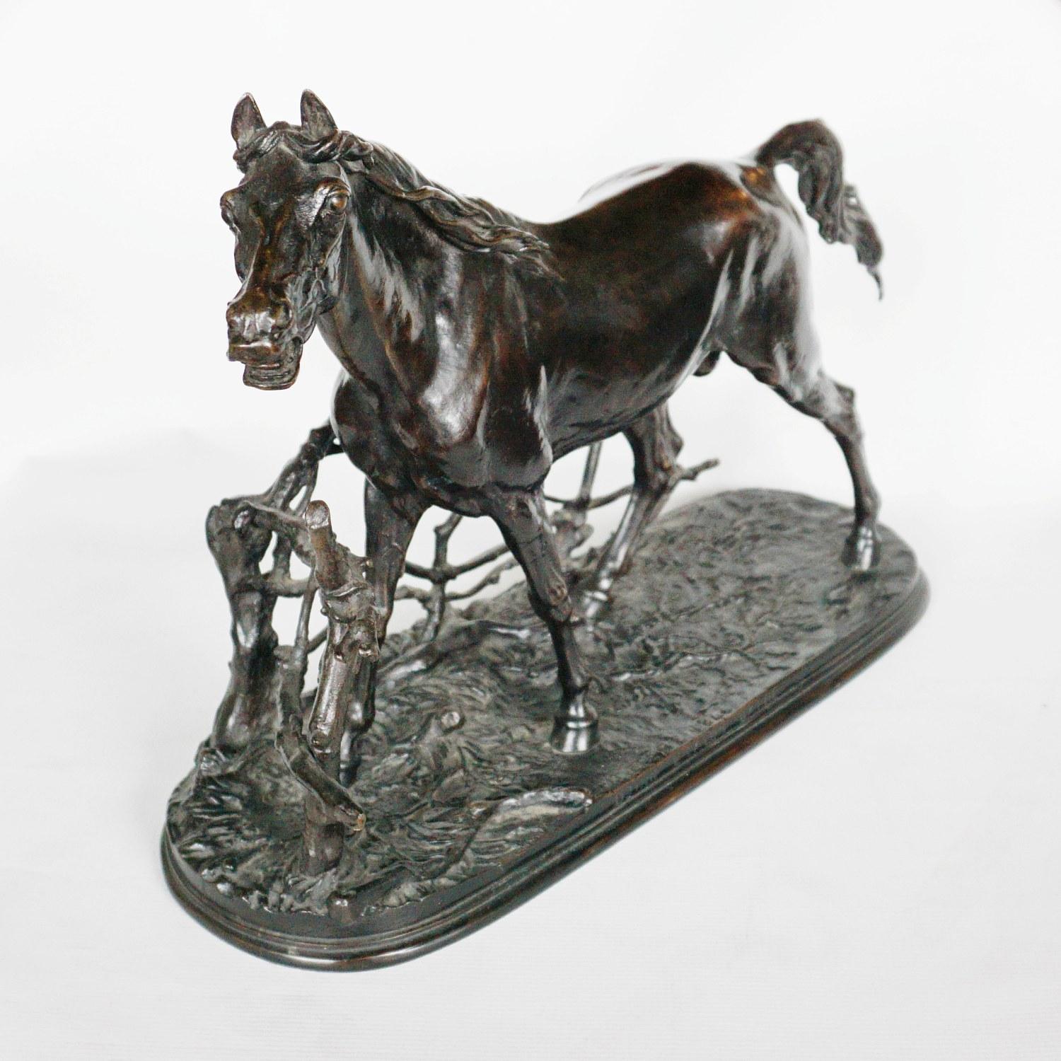 French 'Djinn Etalon Arabe' Patinated Bronze Study of a Horse by Pierre-Jules Mêne