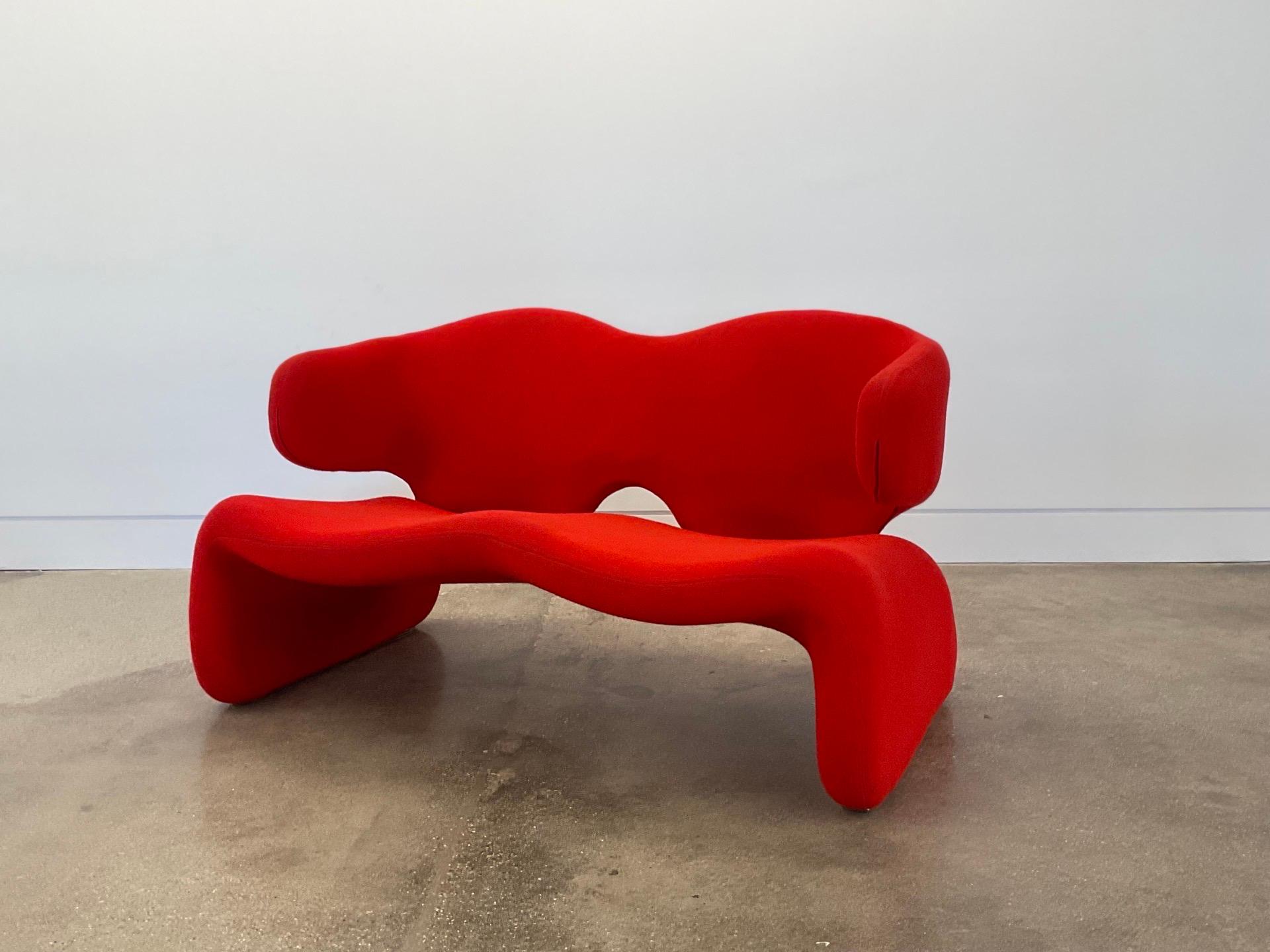 French “Djinn” Settee in Upholstery and Steel by Olivier Mourgue, 1965