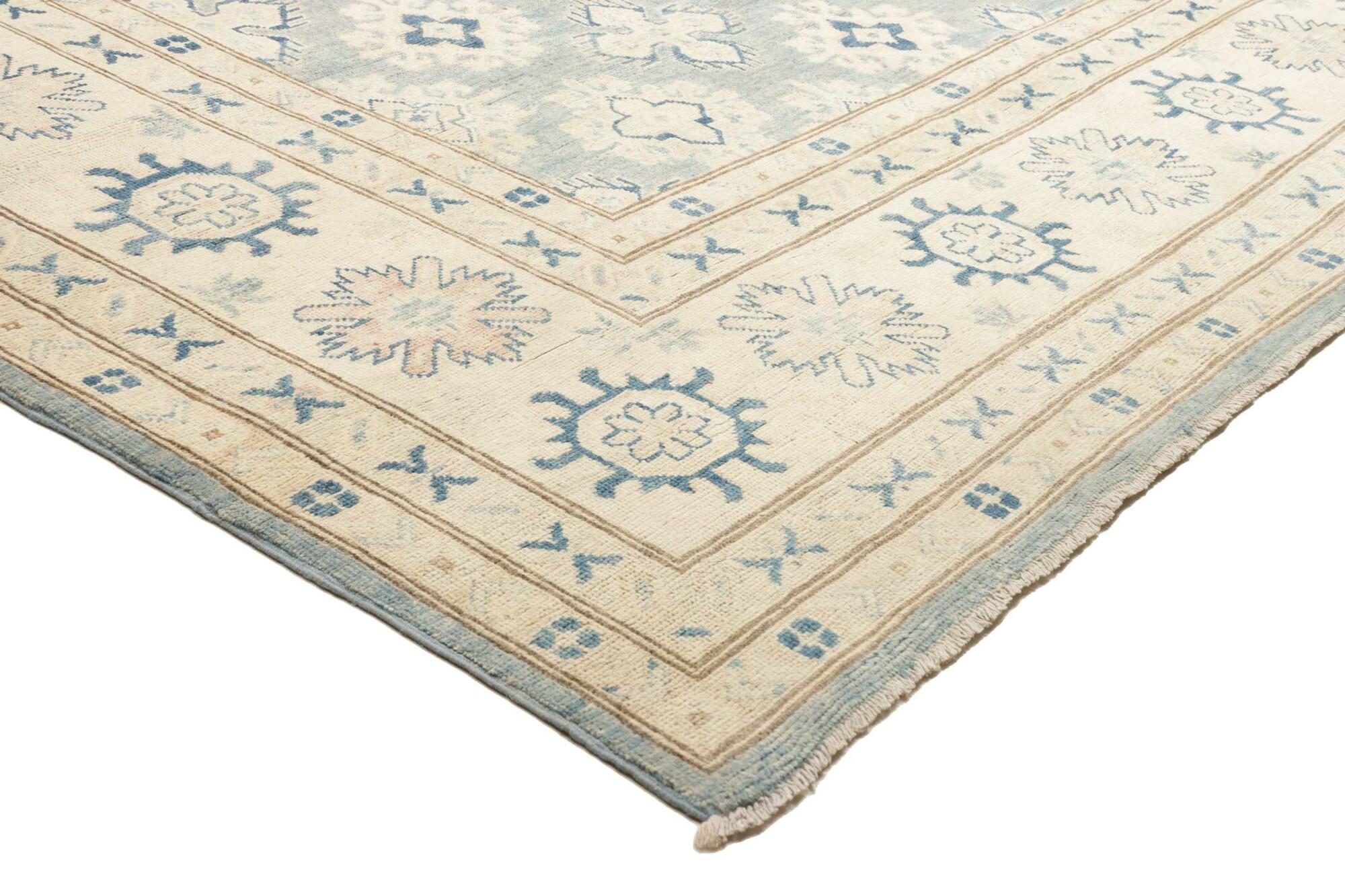 Djoharian Collection Exklusive Kazak Stil Teppich 9x12 Zimmer Größe Blau Gedämpfte Farben im Angebot 3