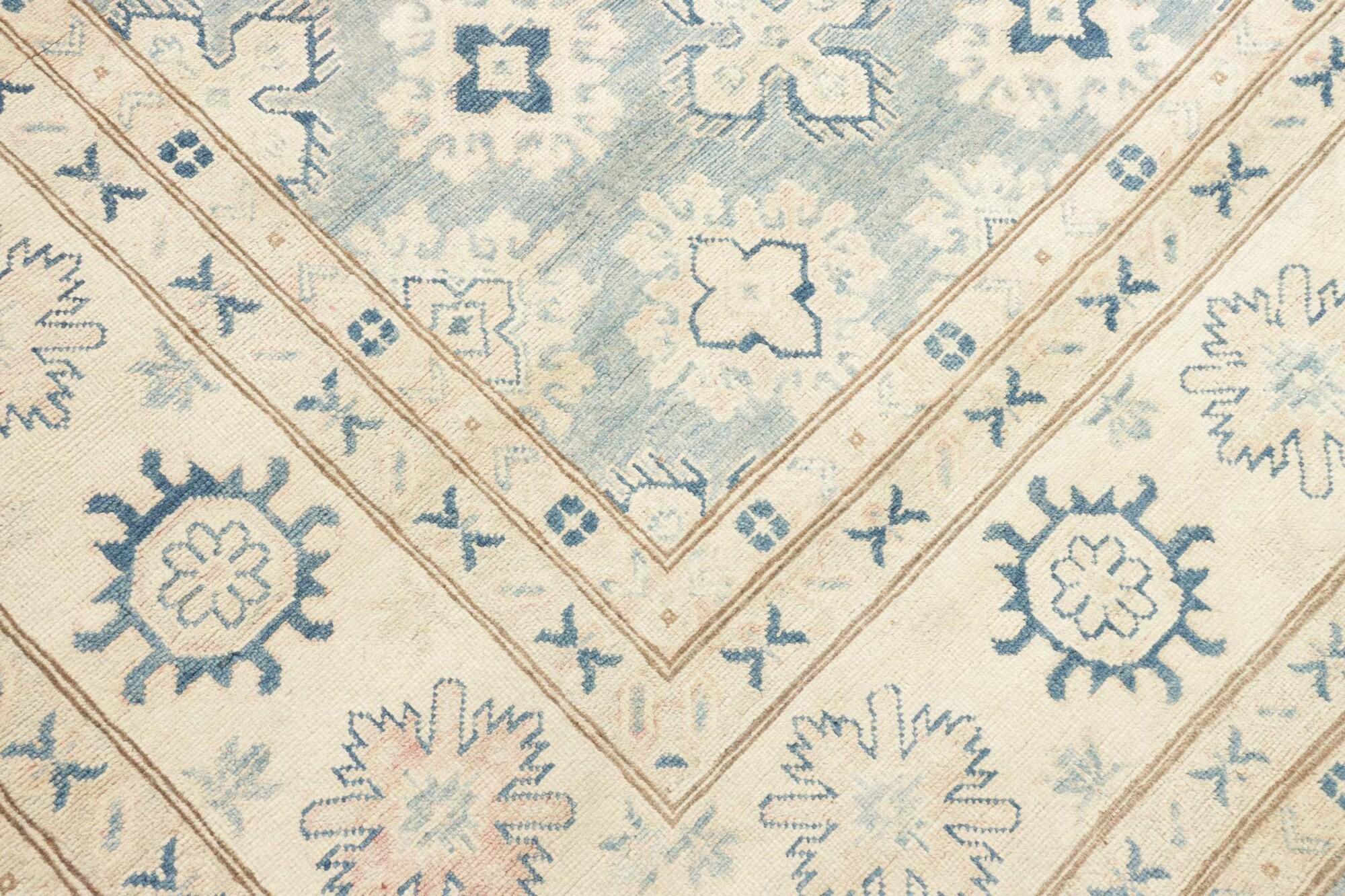 Djoharian Collection Exklusive Kazak Stil Teppich 9x12 Zimmer Größe Blau Gedämpfte Farben im Angebot 4