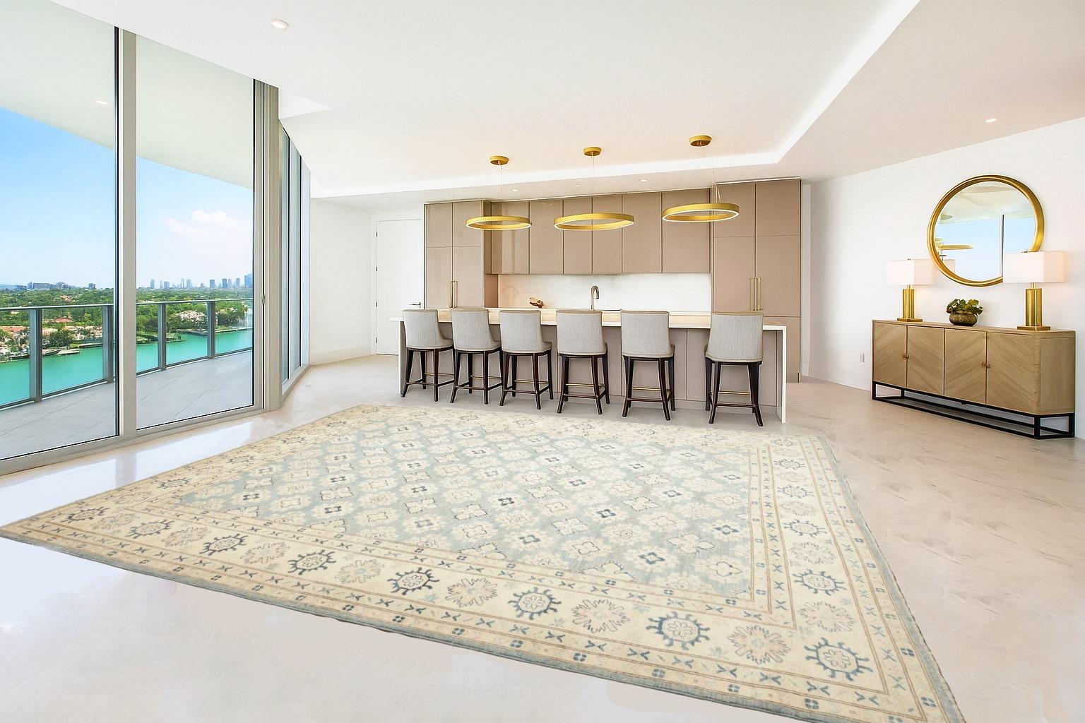 Djoharian Collection Exklusive Kazak Stil Teppich 9x12 Zimmer Größe Blau Gedämpfte Farben im Angebot 6