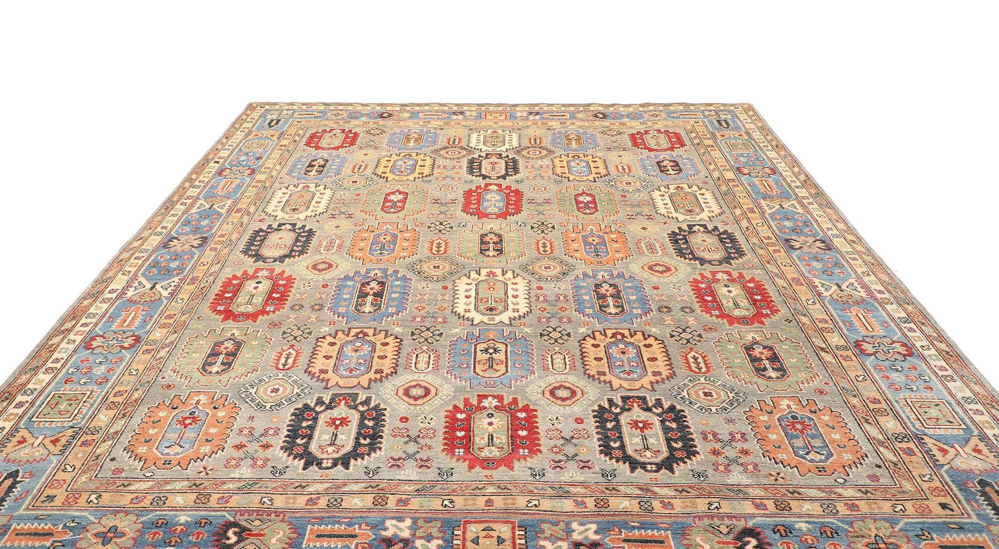 Hand-Knotted Djoharian Collection Kazak Rug Room Size Carpet 8x10 Traditional Persian Style For Sale