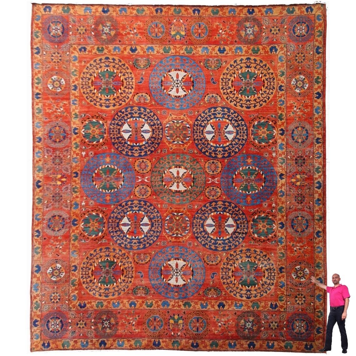 Oushak Djoharian Collection Palace size rug 25 x 22 ft from the movie Spencer 760 x 650 For Sale