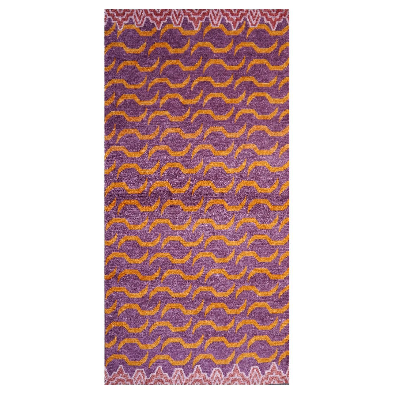 Djoharian Collection Tiger Rug Hand Knotted Antique Tibetan Design