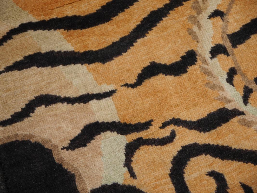 Djoharian Collection Tiger Rug Wool Hand Knotted Antique Tibetan Design For Sale 4