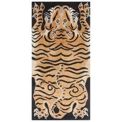 Djoharian Collection Tiger Rug Laine Noué à la main Antique Tibetan Design 