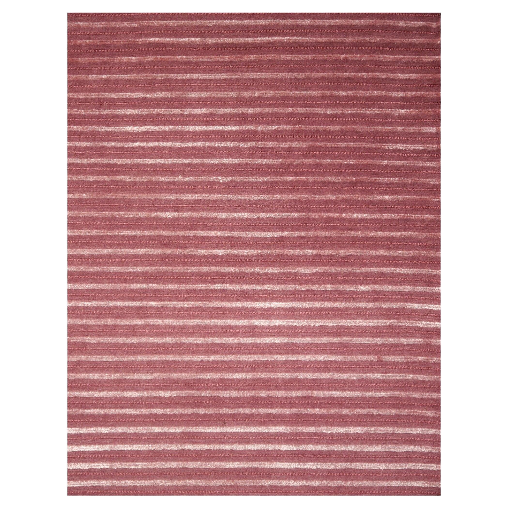 Djoharian Design Striped Wool Silk Rug Modern Contemporary Art Hand Knotted