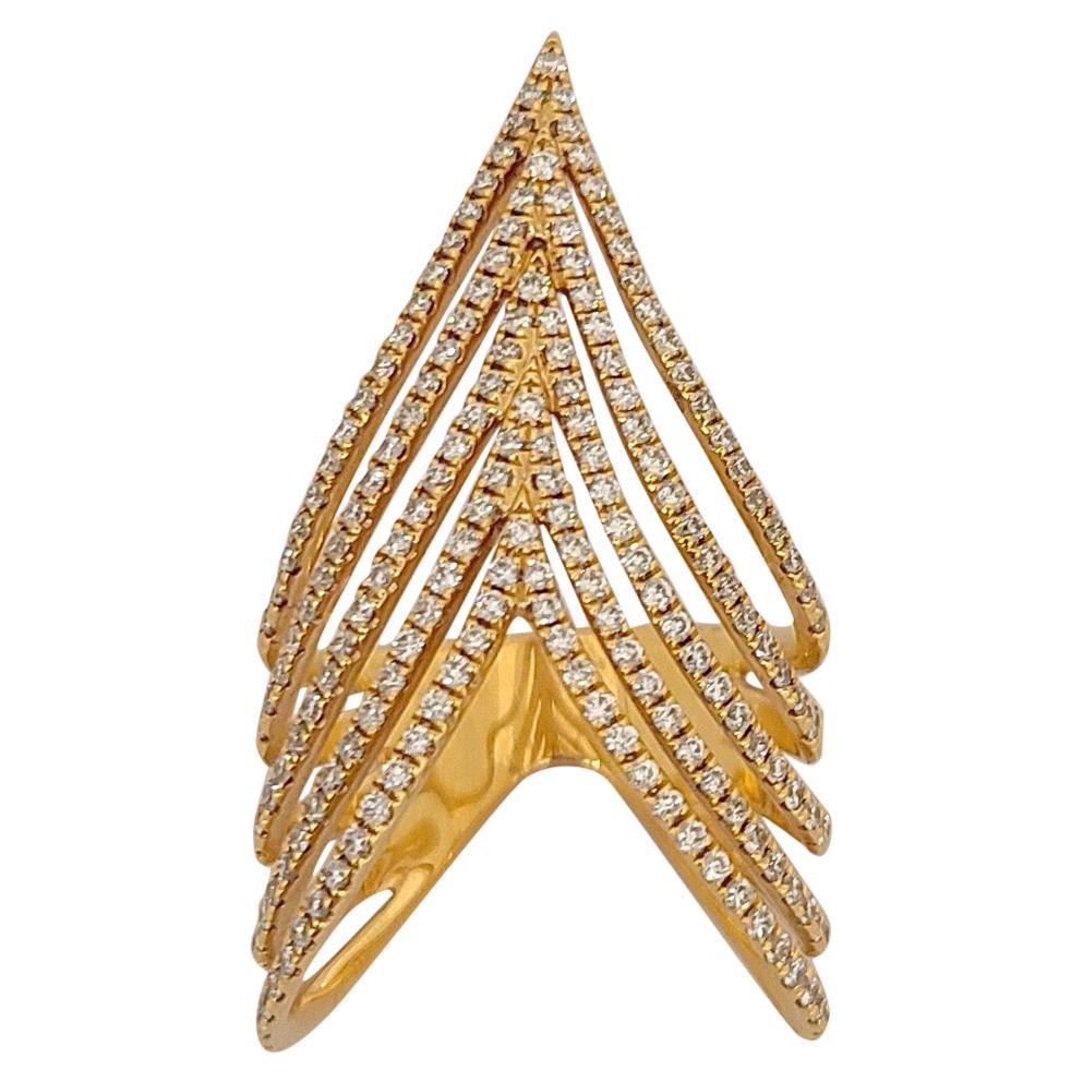 Djula 18 Karat Rose Gold .92 Carat Chevron Diamond Ring For Sale