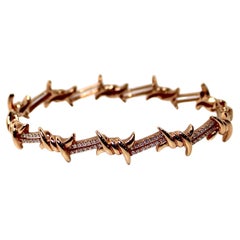 Djula Barbelé 18k Gold Barb Wire Bangle With Pave Diamonds