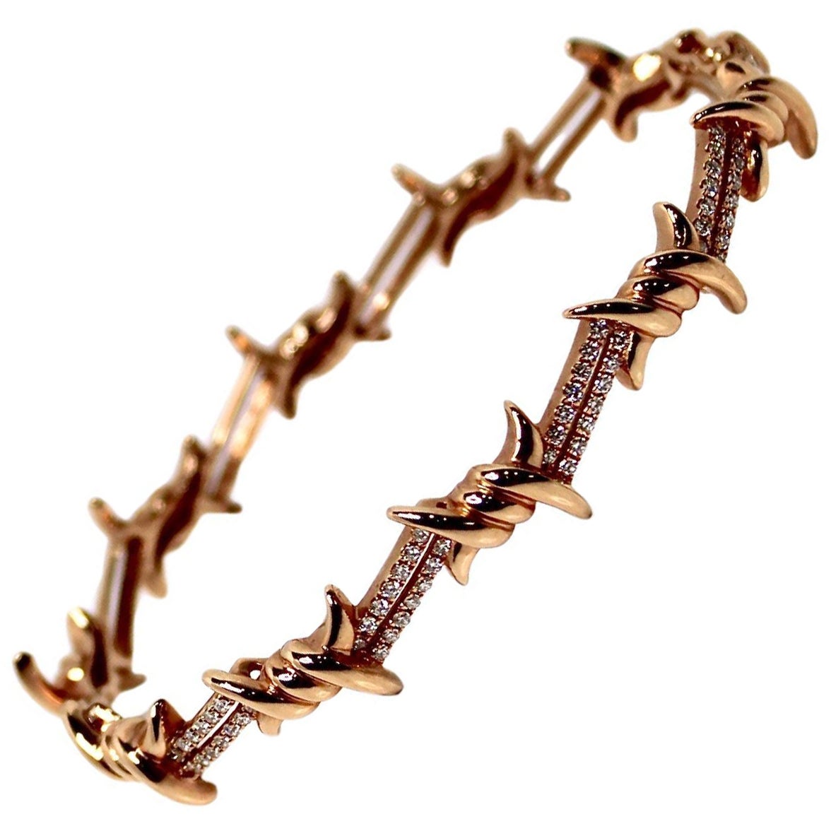 Djula Paris Barbelé 18k Gold Barb Wire Bangle With Pave Diamonds For Sale