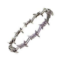 Djula Paris Barbelé 18k White Gold Barb Wire Bangle With Pave Diamonds
