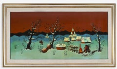 Paesaggio invernale - Dipinto a olio di Djuro Jacovic - Anni '70
