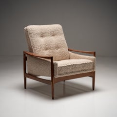 Djursholm Teak Armchair in Bouclé Fabric by Ib Kofod-Larsen, Sweden 1960s