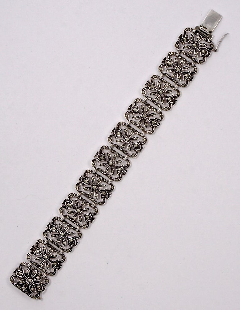 DK English Sterling Silver and Marcasite Panel Link Bracelet For Sale at  1stDibs | dk jewelry stamp, sterling dk