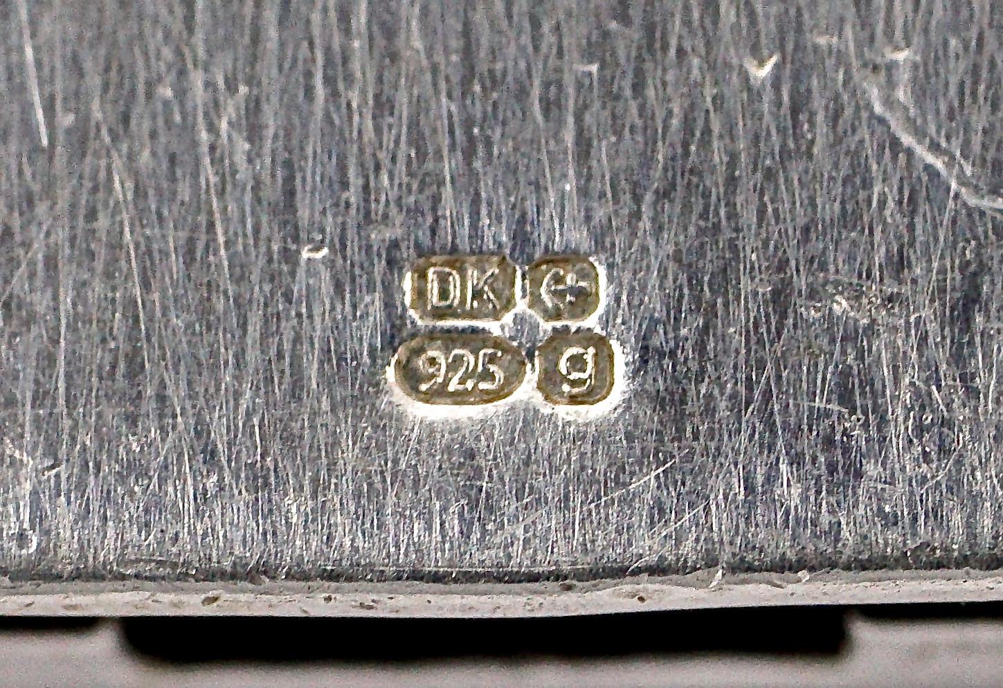 DK English Sterling Silver and Marcasite Panel Link Bracelet For Sale 1