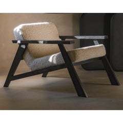 Contemporary Dark Black Oak And Alpaca Soft Beige Wool Chair by Dennis Kaiser