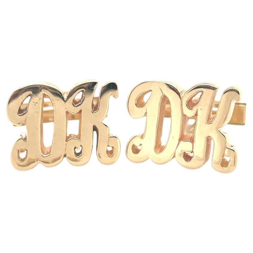 DK Initial Gold Cufflinks For Sale