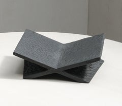 Contemporary Black Lime Cement Mixture And Solid Wood Bookstand by Dennis Kaiser